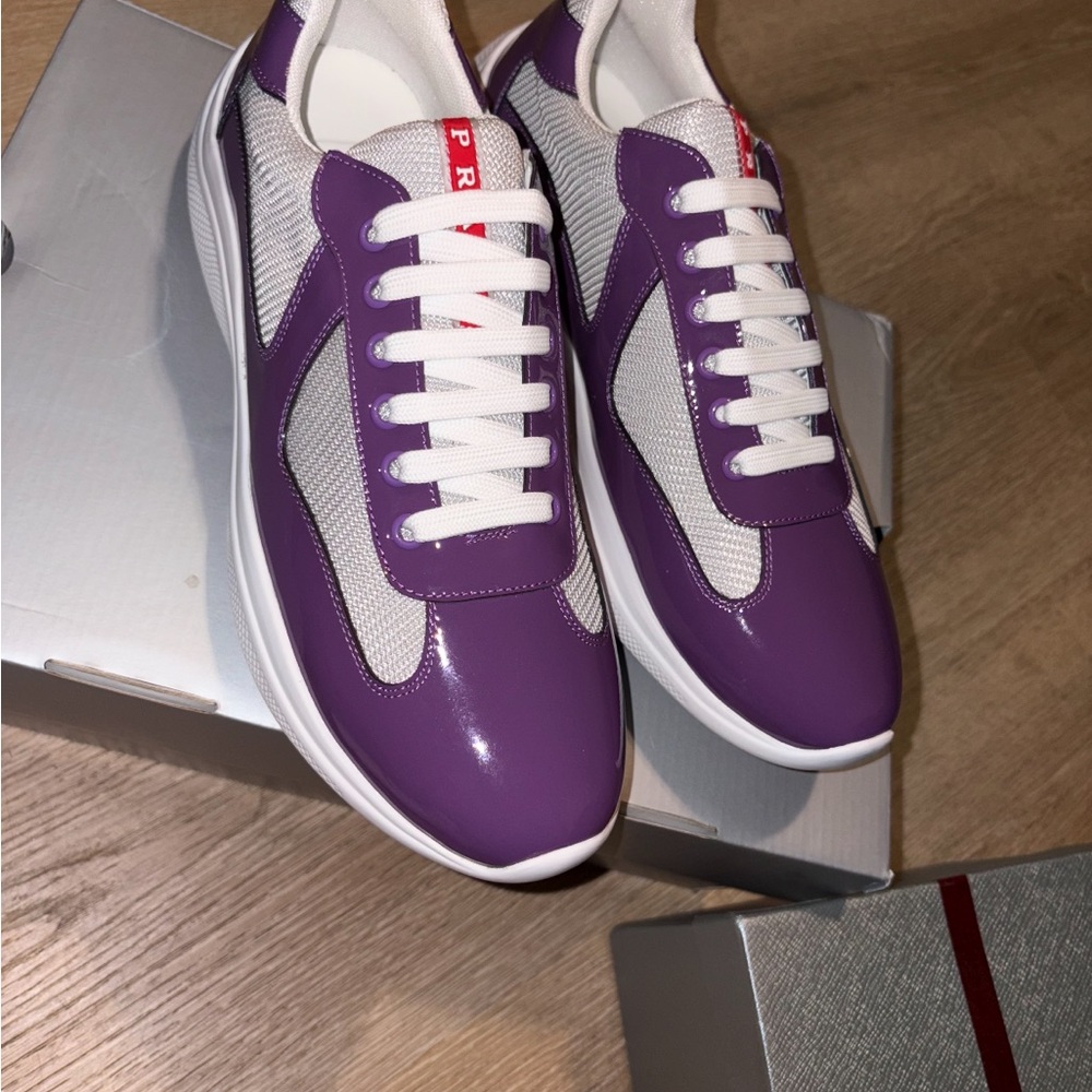 Prada Purple and White Men's Low-Top Sneakers